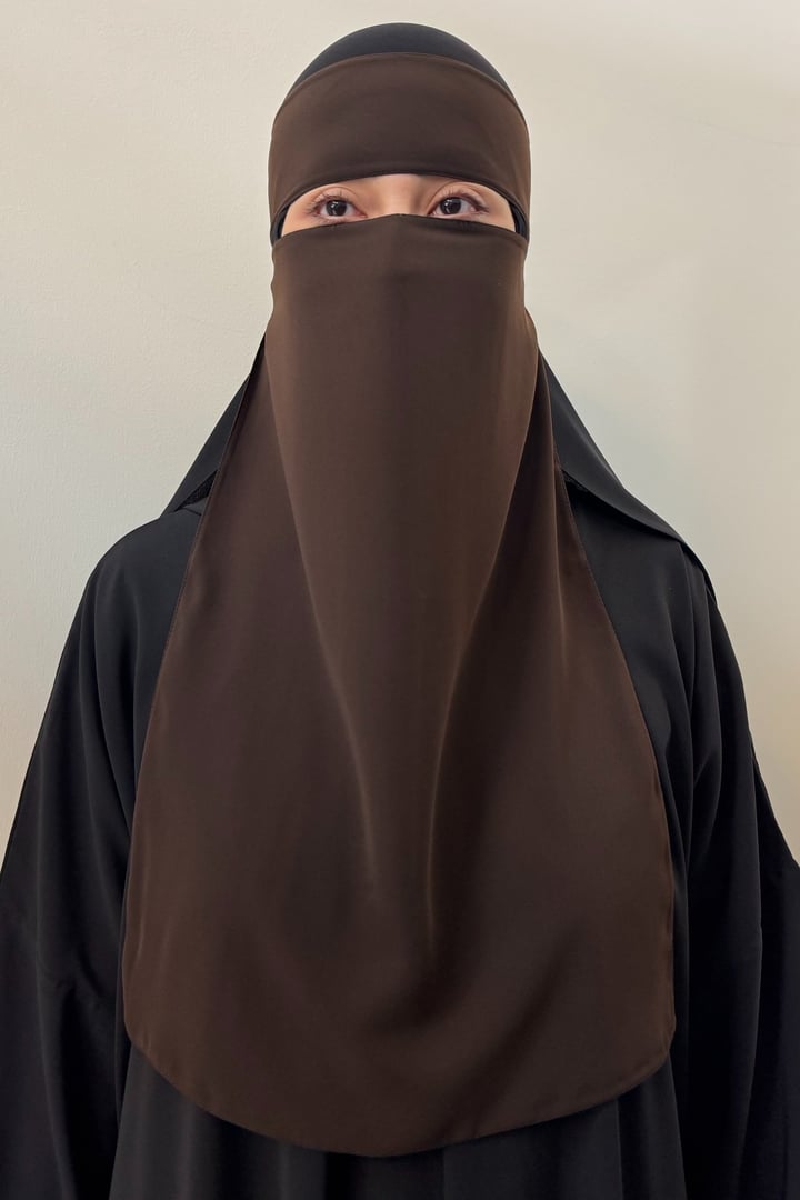 Lastikli Tek Katlı Peçe - Acı kahve