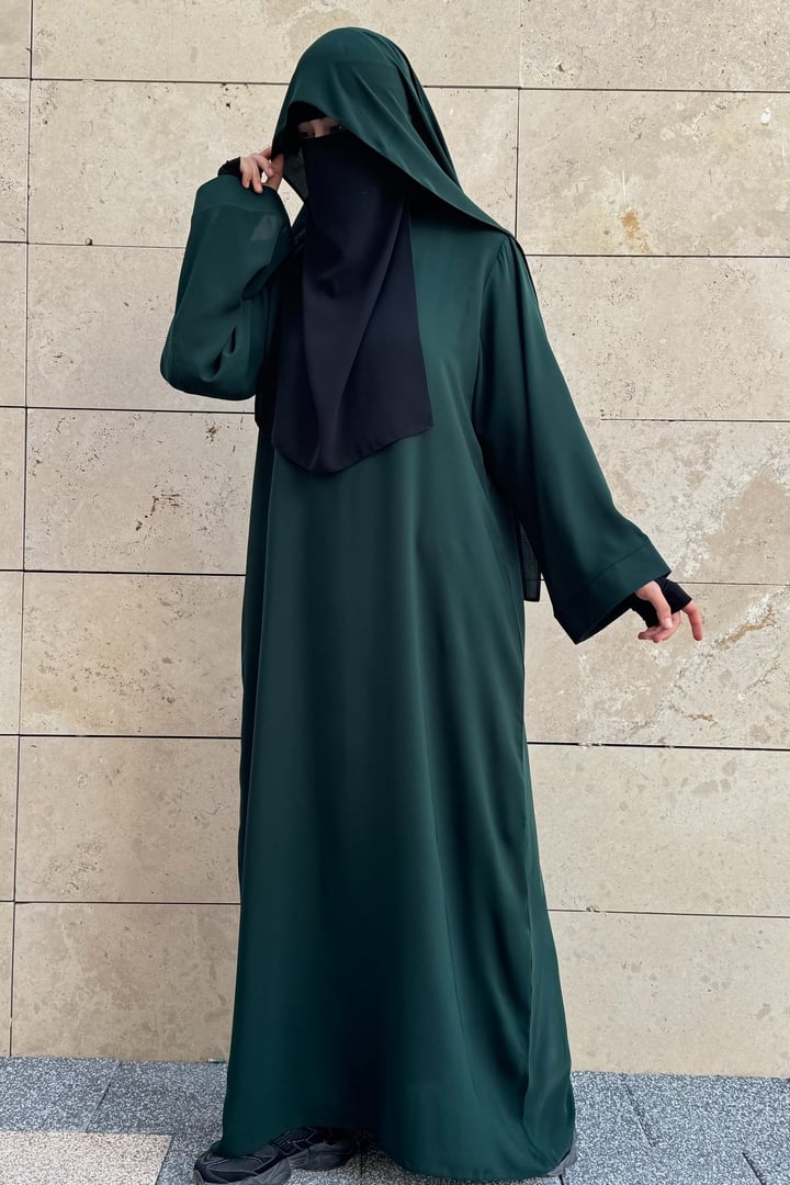 Tek Parça Asel Abaya - Koyu Yeşil