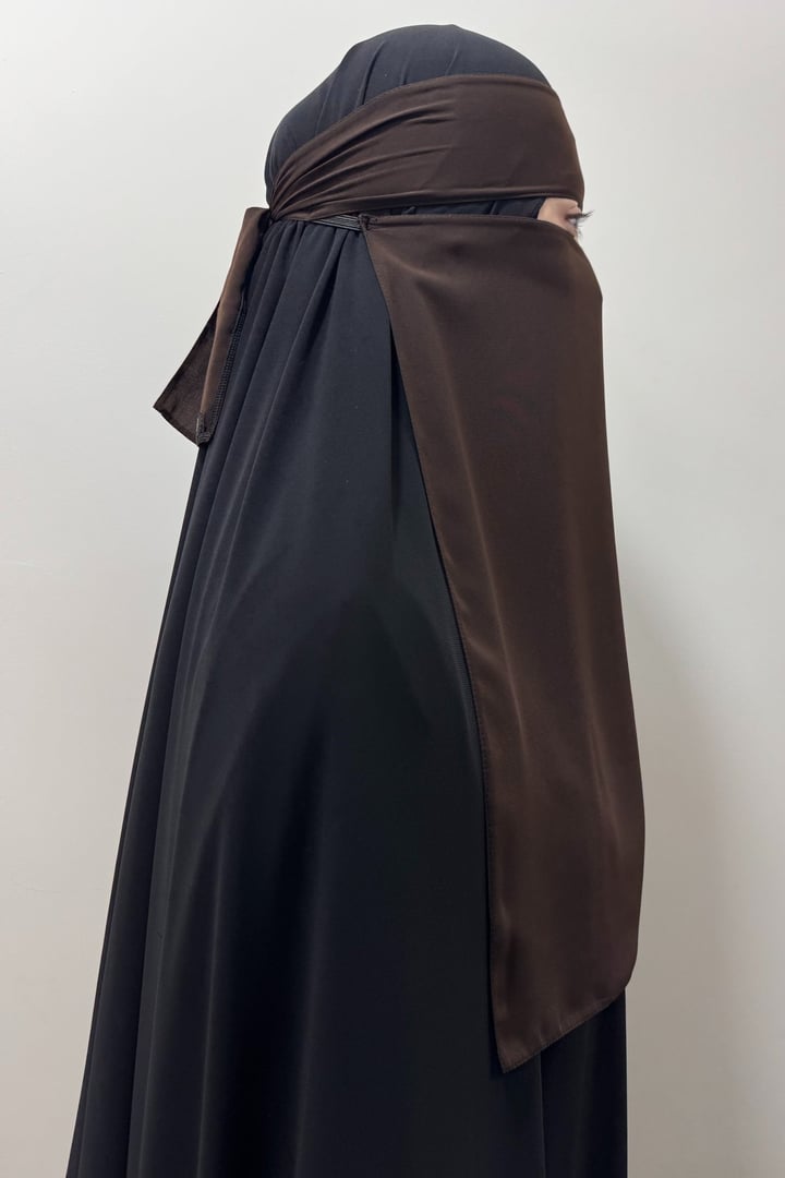 Lastikli Tek Katlı Peçe - Acı kahve