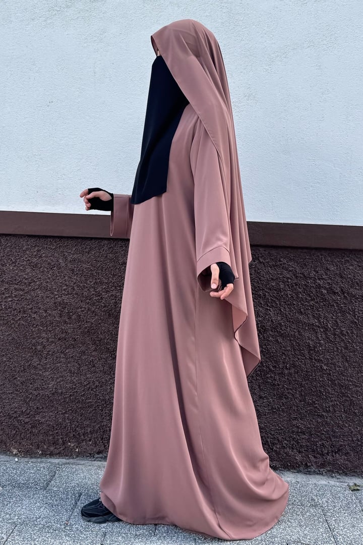 Tek Parça Asel Abaya - Pudra