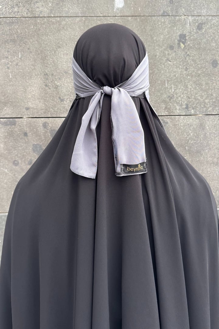 Lastikli Tek Katlı Peçe - Gri