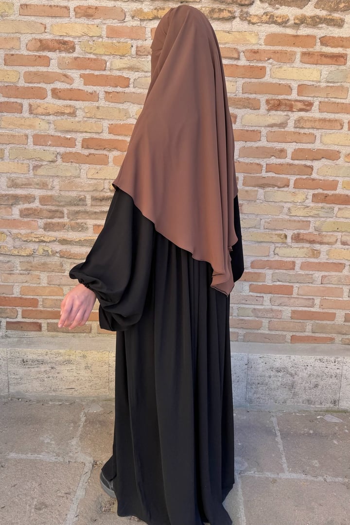 Kısa Boy Tek Katlı Khimar Sufle - Taba