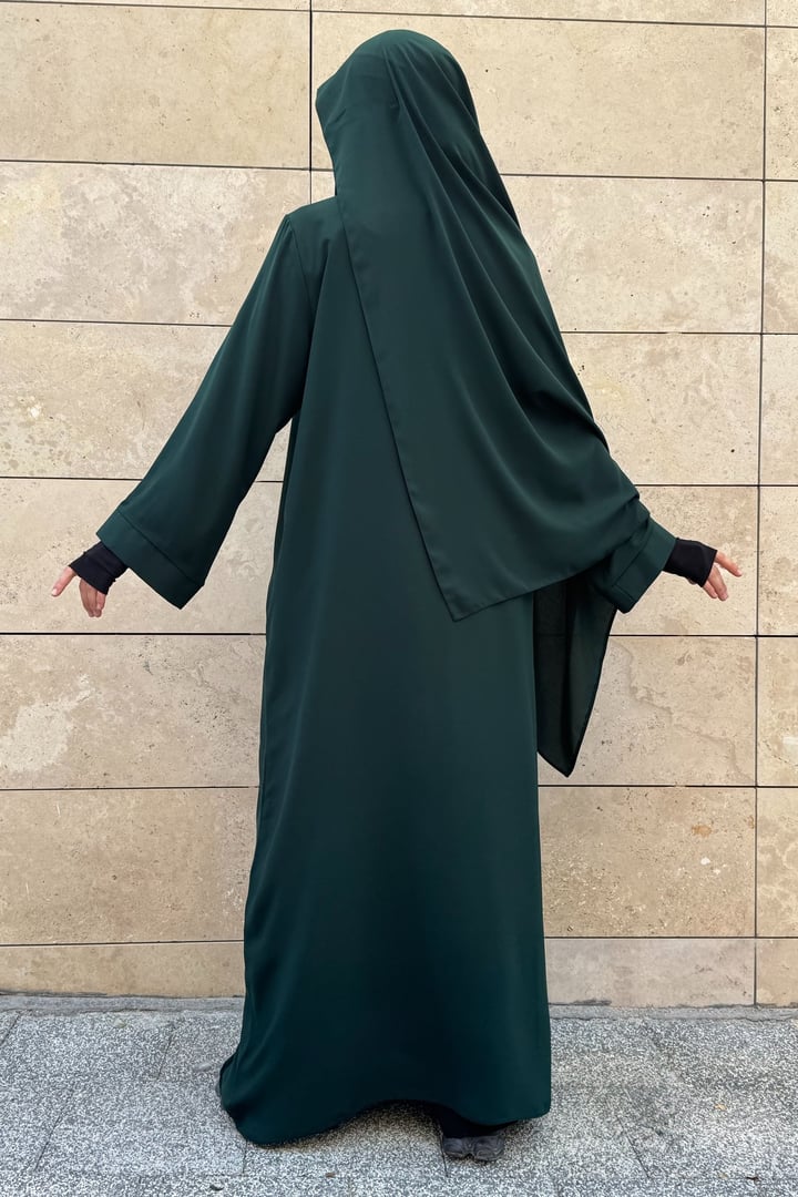 Tek Parça Asel Abaya - Koyu Yeşil