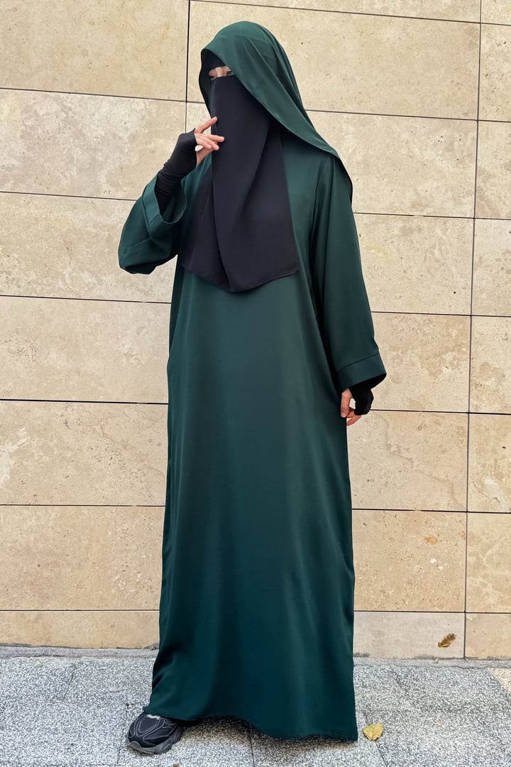 Tek Parça Asel Abaya - Koyu Yeşil
