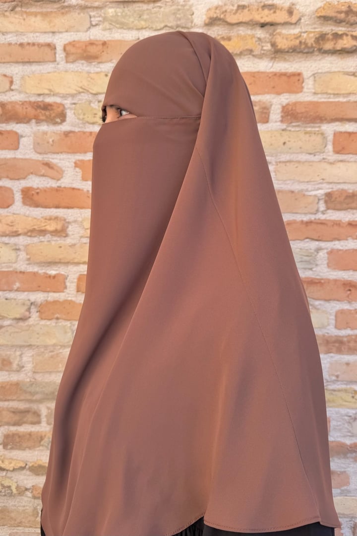 Kısa Boy Tek Katlı Khimar Sufle - Taba