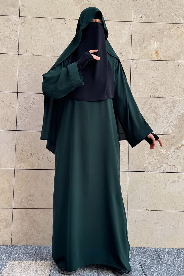 Tek Parça Asel Abaya - Koyu Yeşil