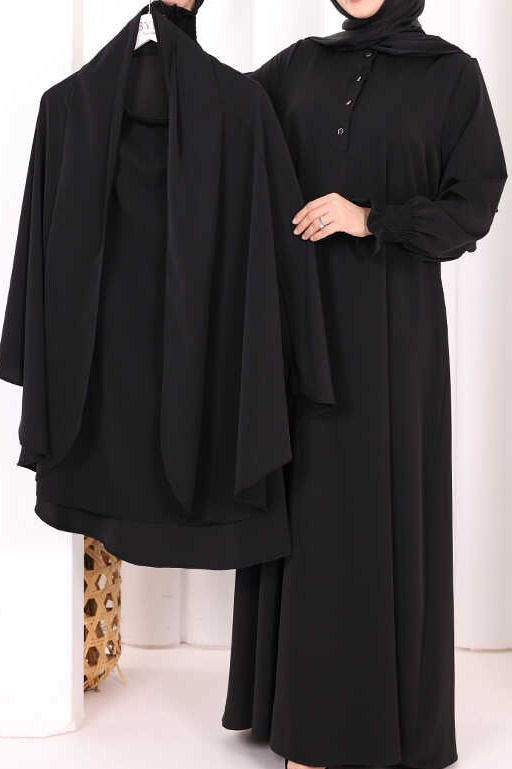 Gölgeli Sufle Elbise Takım